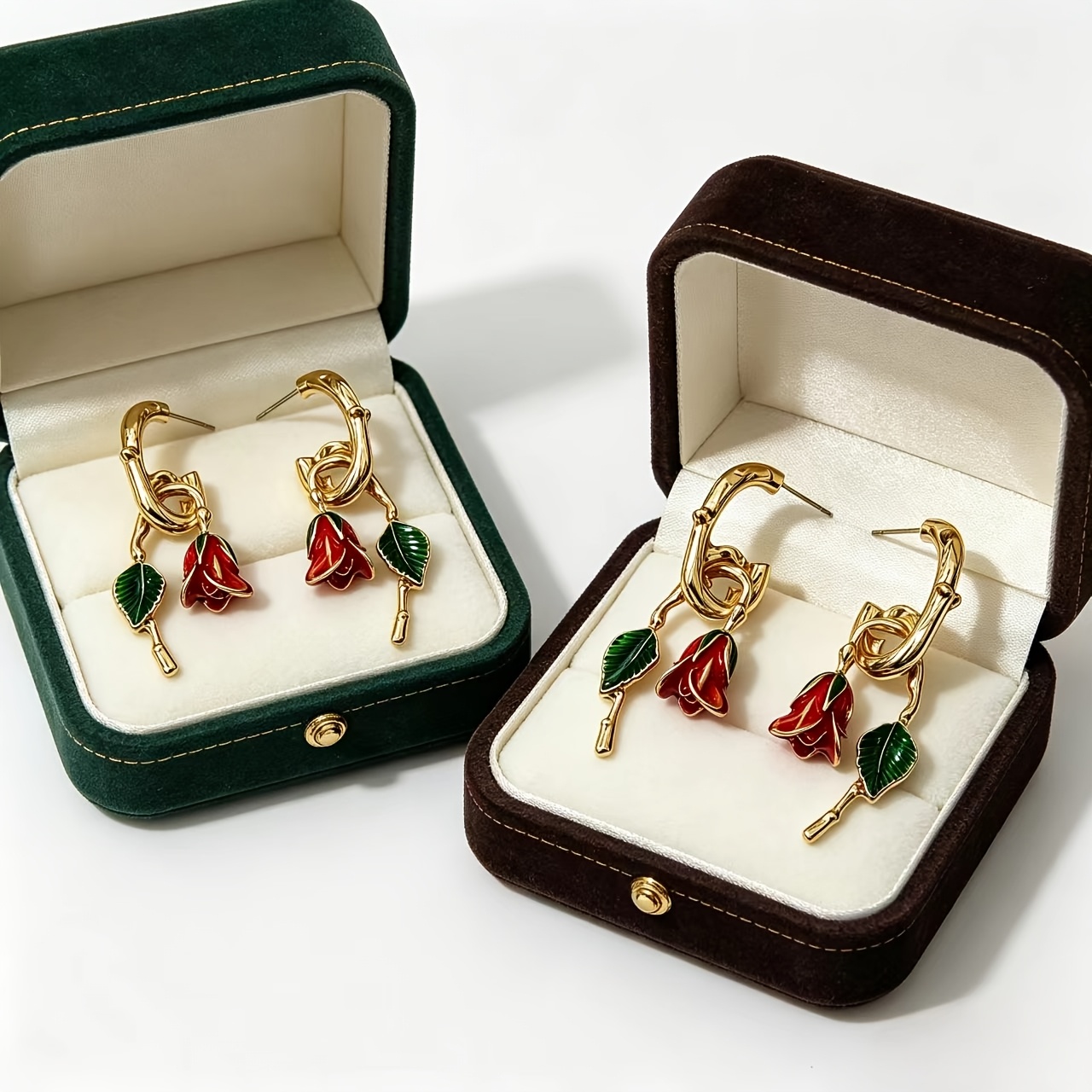Women's Elegant Rose-Shaped Drop Earrings, Vintage Style